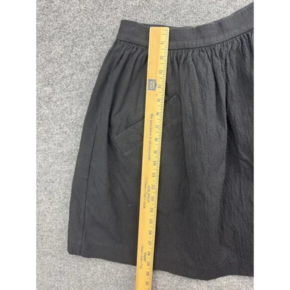 Carven Skirt Women's 36 Black Flared Cotton Blend Zip Back Pockets - Picture 3 of 7